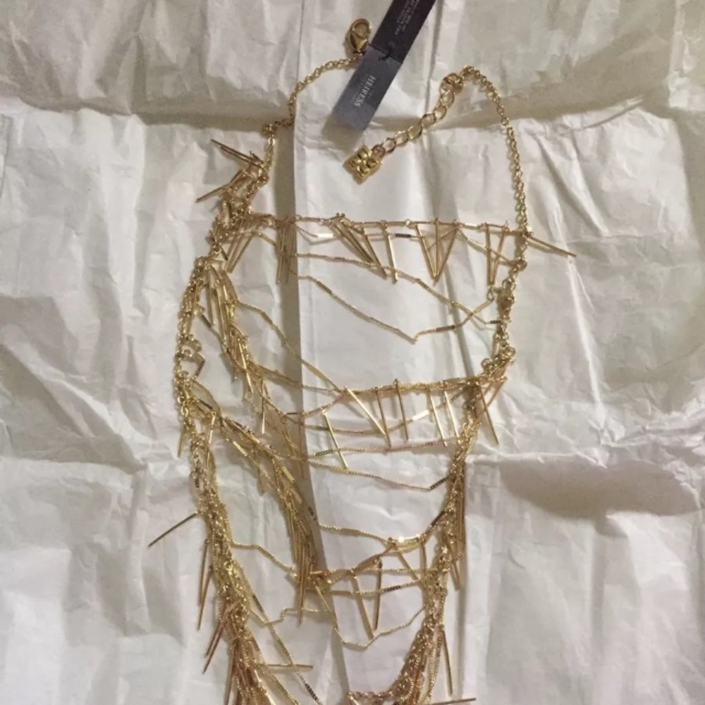 NEW! BCBG Maxazria Draped Fringe Gold Necklace - Picture 4 of 8